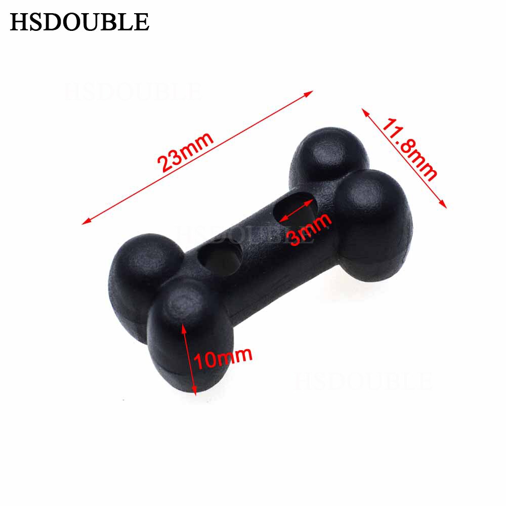 100pcs/pack Plastic Dog Bone Shape Button Cord Lock Toggle Stopper Black