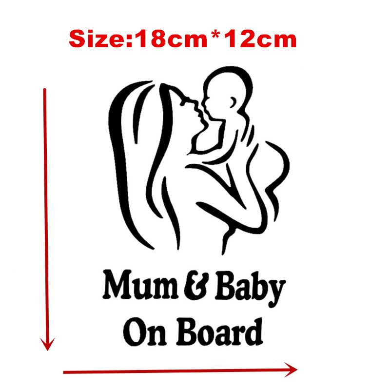 1Pc Moeder En Baby Aan Boord Auto Veiligheid Warining Stickers Creatieve Figuur Raamstickers Styling Reflecterende Waterdichte Paster 12*18Cm
