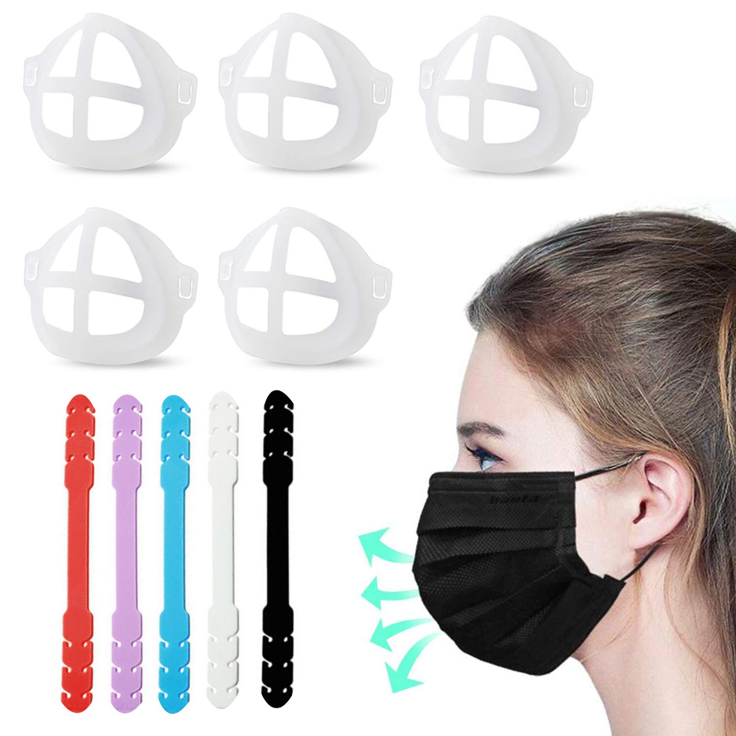 Fureinstore Pack Soporte para Mascarilla Mejor Respiración y Sujetador para Mascarillas Marco de Soporte Interno para Máscara: PACK 5S5S