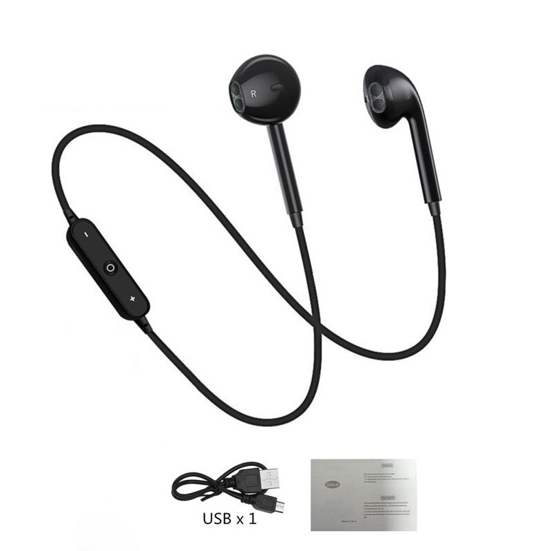 S6 Draadloze Bluetooth Headset Sport Nekband Headset 3D Stereo Ingebouwde Microfoon Ondersteunt Verschillende Smart Telefoon Programma 'S: Black