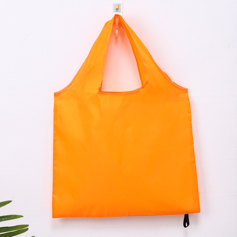 Bolsa de compras plegable ecológica grande, bolso de hombro portátil reutilizable para viajes, comestibles, bolsa de comestibles simple de color sólido: Naranja