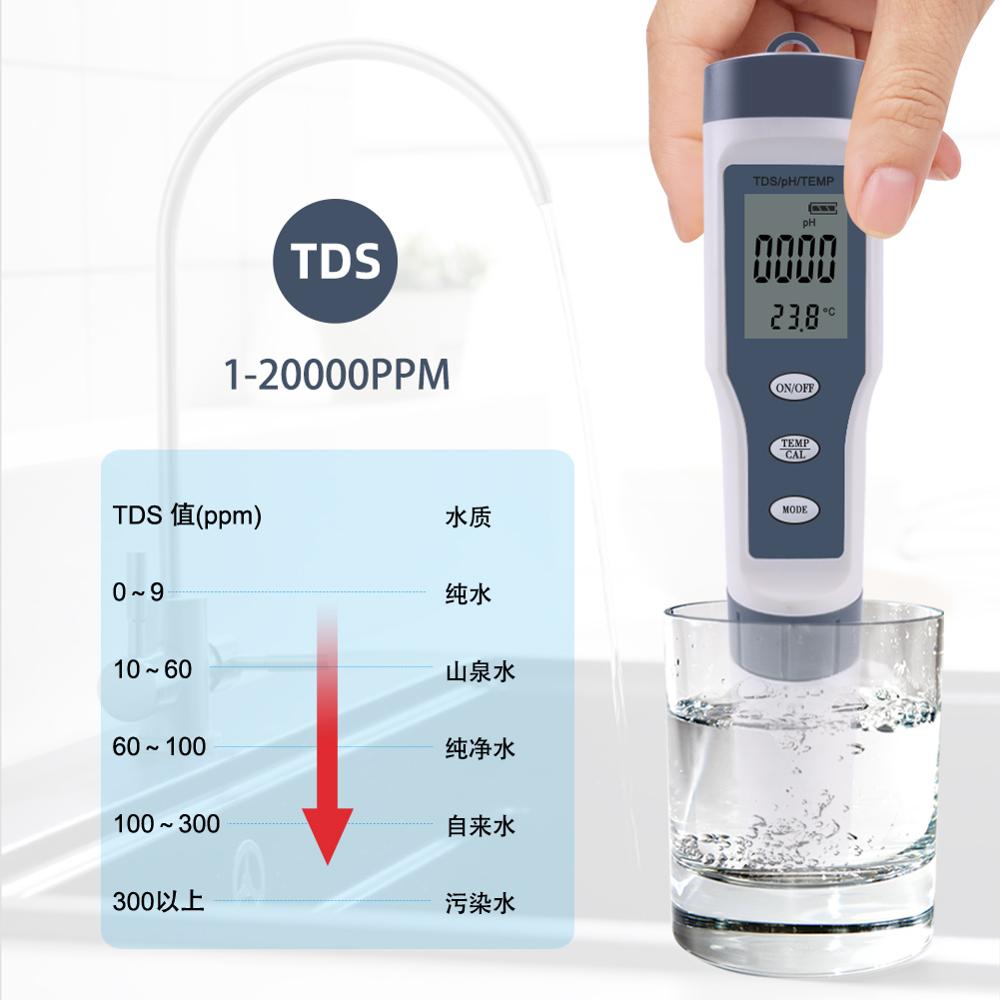 TDS/PH&amp;TEMP 3 In 1 Test Pen Handheld Water Tester for Drinking Water, Laboratory, Aquaculture, Swimming Pool, Aquarium