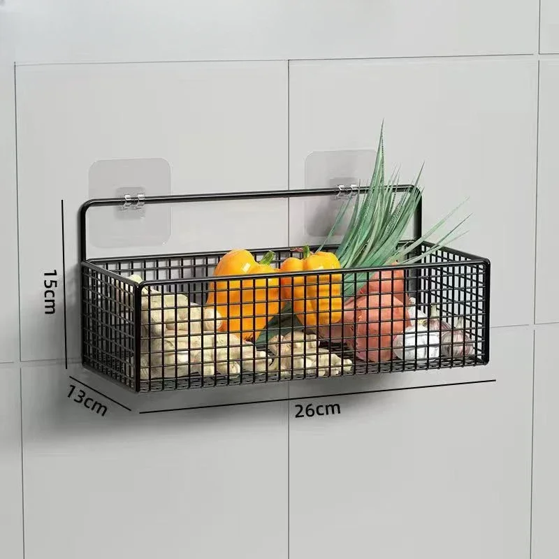 Wall Mounted Metal Wire Storage Organizer Baskets, Rectangular Display Hanging Basket, Countertop Bathroom Accessories Holder: Light Grey