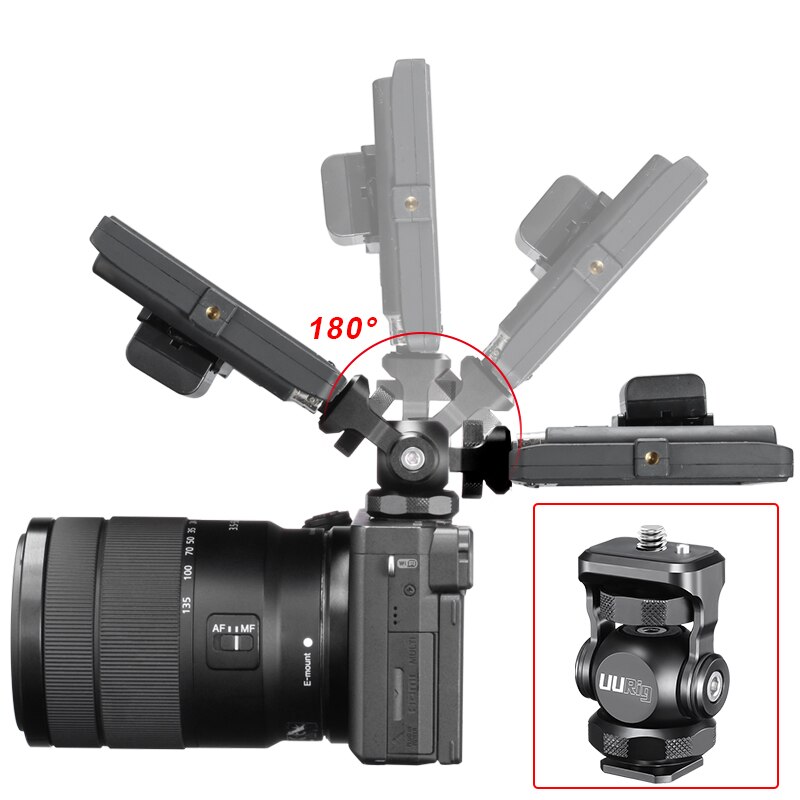 UURig R015 Universal DSLR Monitor Mount Bracket Ballhead Tilt Adjustable Monitor Mount with Cold Shoe Mount for Magic Arm Mic