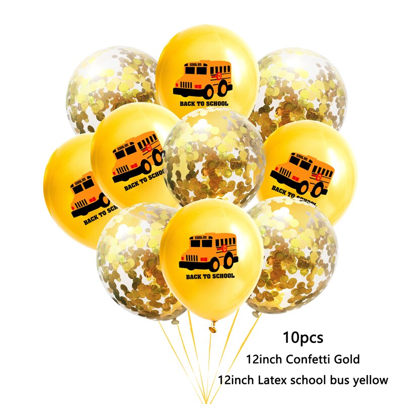 nouvel an enfant dessin animé voiture camion de pompier feuille ballons joyeux anniversaire fête décorations garçon fête bricolage voiture Ballon noël déco: 10pcs-car-yellow