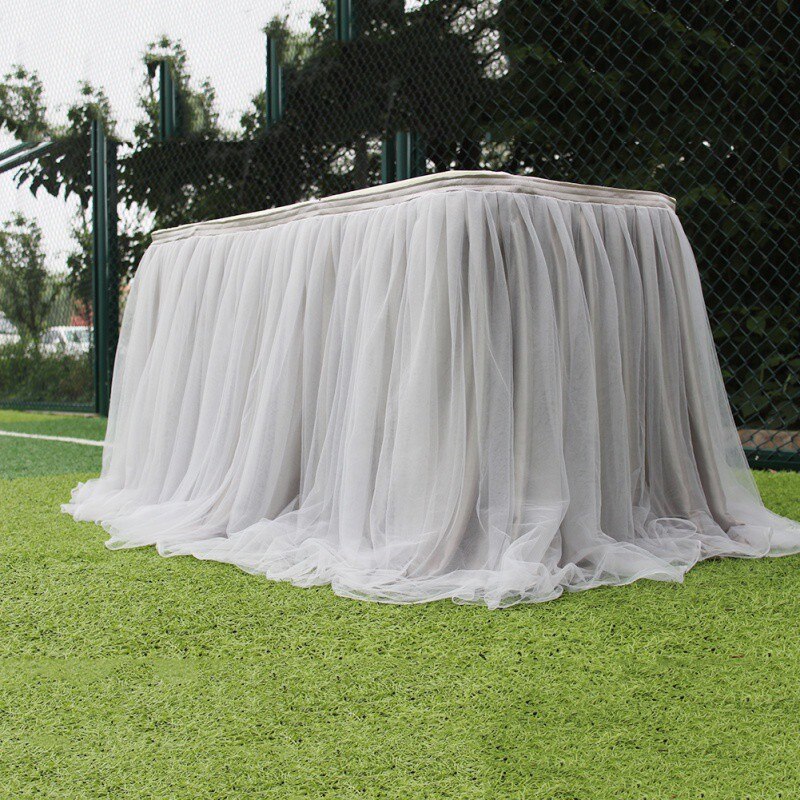 Tutu Tulle Tafel Rok Elastische Mesh Tulle Servies Tafelkleed Voor Bruiloft Tafel Decoratie Thuis Textiel Accessoires #1: Bourgondië