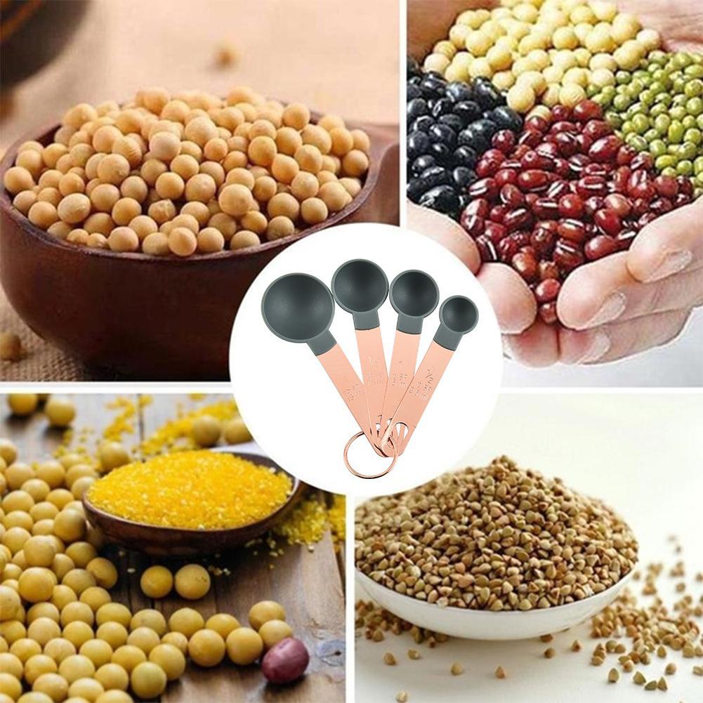 4Pcs/Set Steel Measuring Cups Spoons Kitchen Measuring Cup Cooking Set Handle Baking Steel Tools Measur P5S4
