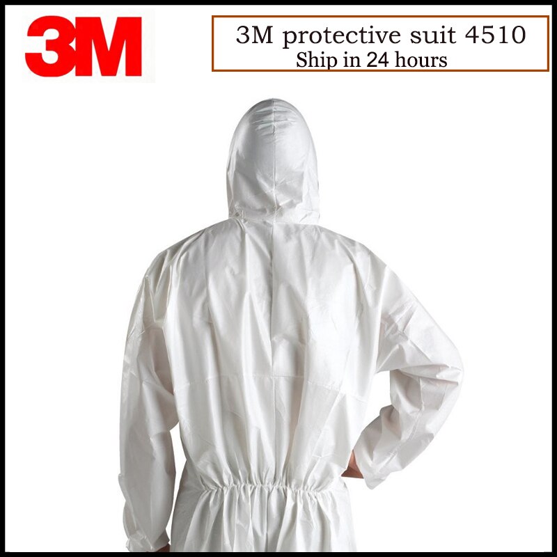 3M 4510 Safety Clothing Chemical Disposable Protective Coverall Hooded Suit Anti Particles/Limited Liquid Chemical splash LT074