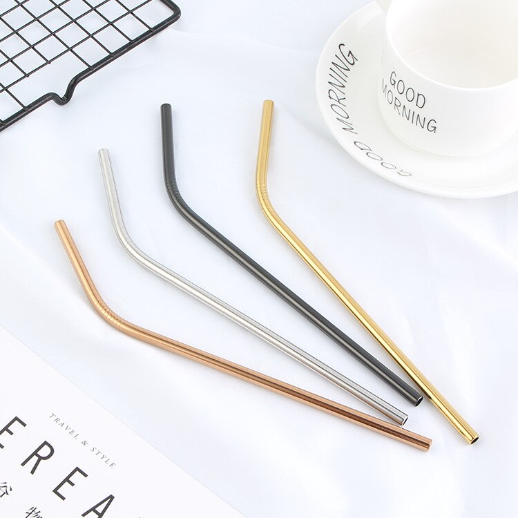 Coloful Portable Stainless Steel Straws Reusable Long Metal Drinking Straw For Tumblers Cups Mugs Cold Beverage Milk Tea