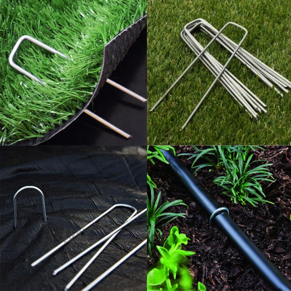 Anchoring Galvanized Steel For Netting Landscaping Garden Peg Reusable Fixing U Shaped Pin Ground Stake Adjustable Width Lawn
