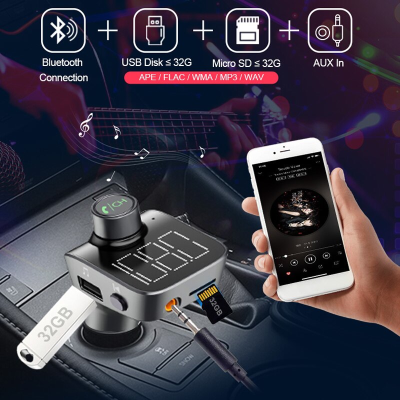 VR robot Bluetooth Handsfree Car Kit Wireless FM Transmitter Modulator Aux Car Audio MP3 Player 5V 3.1A USB Charger Adapter