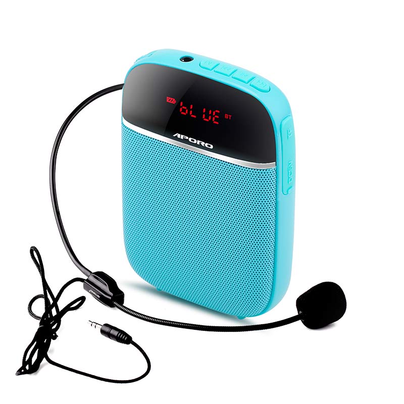 Lærer stemmeforstærker kablet mikrofon 10w mini til professor mødeguide bærbar megafon højttaler amplificador voz: Blå