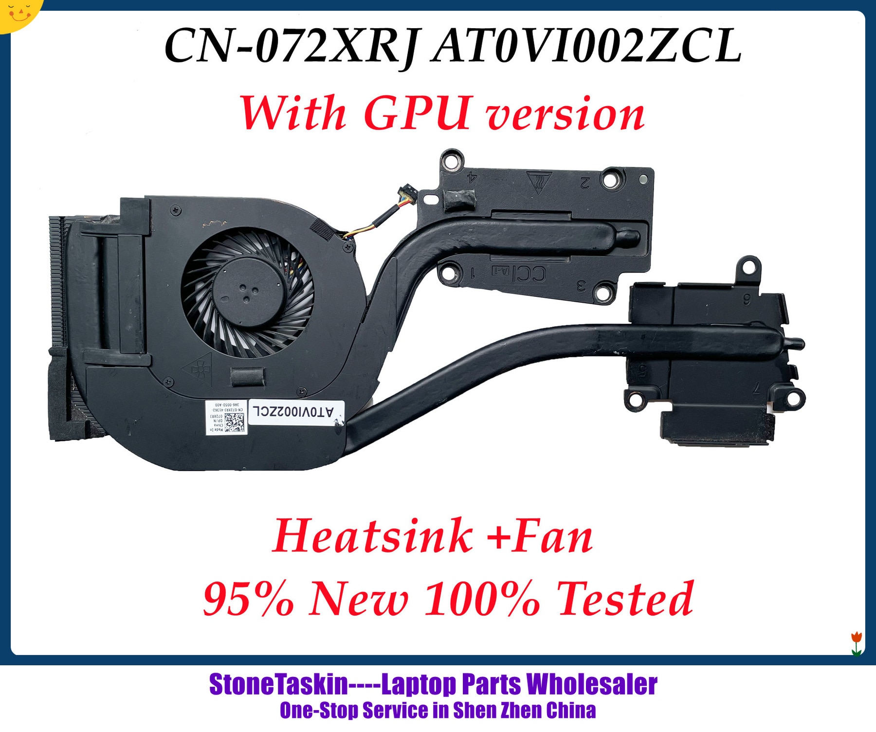 95% CN-072XRJ For Dell Latitude E6540 Laptop CPU with GPU Heatsink and Fan 72XRJ AT0VI1002ZCL 100% Tested