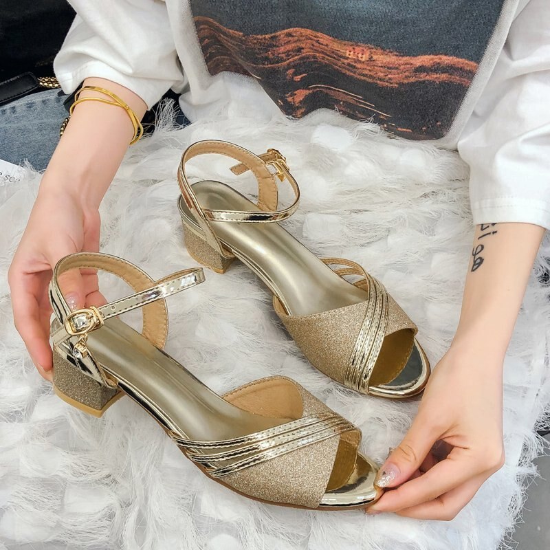 Women's Sandal Summer 5 Cm Thick Heel Commuter Women's Sandal Office Women's Sandal Outdoor Casual Comfortable Sandal