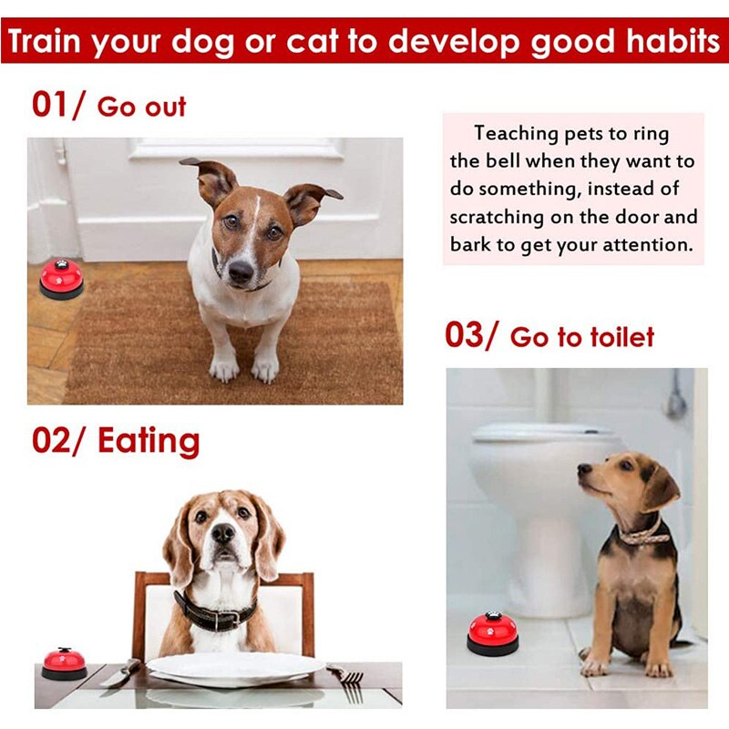 Campana de entrenamiento interactiva para perros y gatos, campana de Metal para alimentación de cachorros, suministros para entrenamiento de mascotas, juguete para mascotas