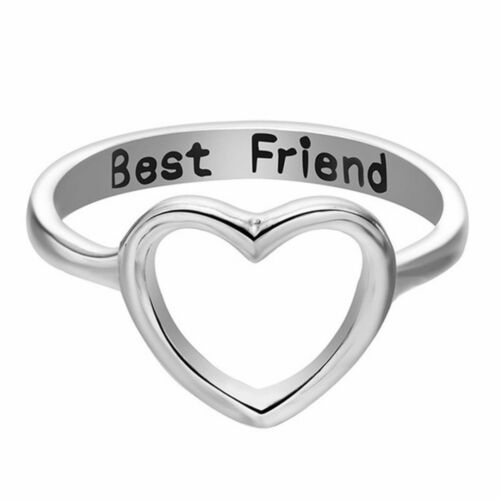 Liefdeshartringen, beste vriend ring voor beste vriend verjaardag sieraden dames heren unisex hartvormige ring: Zilver