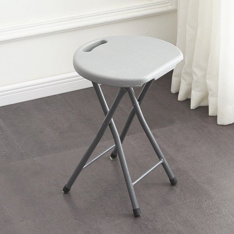 Thickened Plastic Folding Stool Household Living Furniture Round Restaurant Folding Chair Multifunctional Outdoor Portable Seats: grey