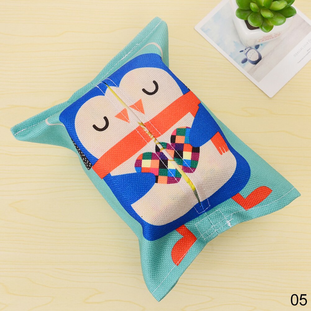 Tissue Bag Cotton And Linen Tissue Box Cover Handkerchief Napkin Holder Cover Cute Animal Printing Baby Wet Wipes Box Wipe Cases
