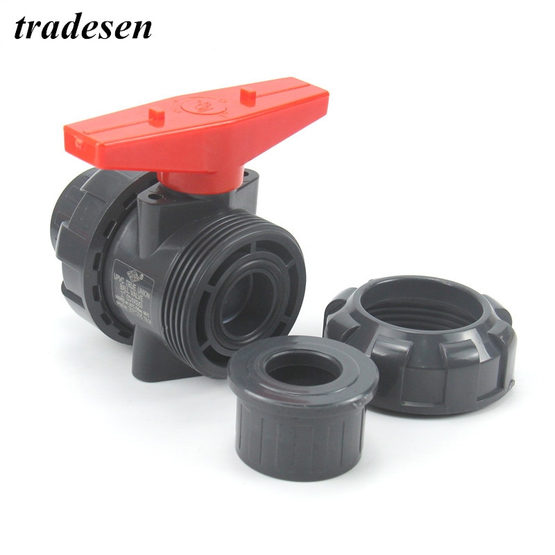 1pc Inner Dia20mm 25mm 32mm 40mm 50mm PVC Ball Valve Union Valve PVC Water Pipe Connector Plumbing Hose Fittings Slip Shut Valve