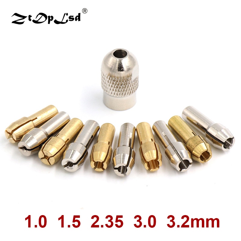 Ztdplsd conjunto de brocas de latão, 6 peças de brocas de 1.0-3.2mm para braçadeira eletrônica dremel 4.2/4.8 ferramenta rotativa de mandril de energia de haste