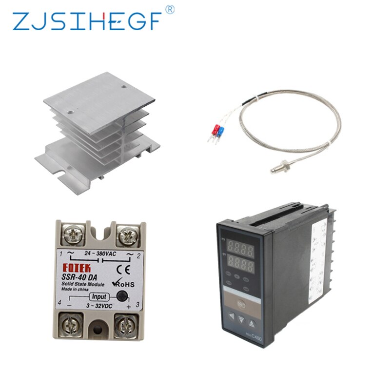 Dual Digital PID Temperature Controller REX-C400 with Sensor K Thermocouple M6 Input SSR replyOutput SSR-40DA REXC-400: C400 K 40DA radiator