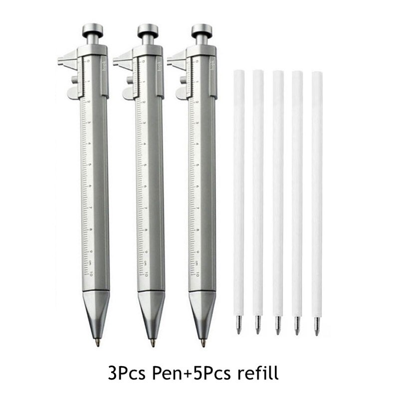 Multifunction Caliper Pen Refills Set Ball-Point 1.0mm Ballpoint pen Gel Ink Pen Rod Vernier Caliper Roller Ball Pen Stationery: PURPLE / Blue
