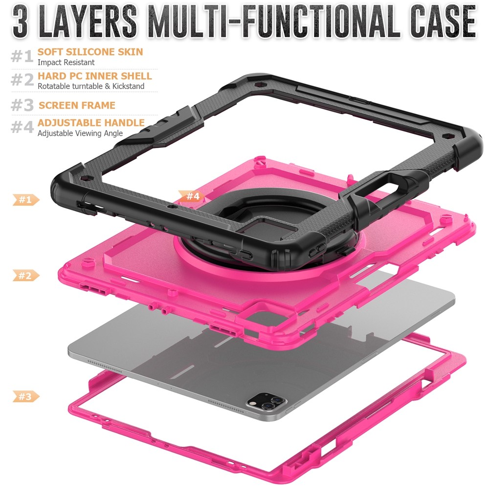 Voor apple ipad pro 12.9 inch a2378 a2229 a1876 case kids schokbestendige trekring schouderband standaard tablet hoes