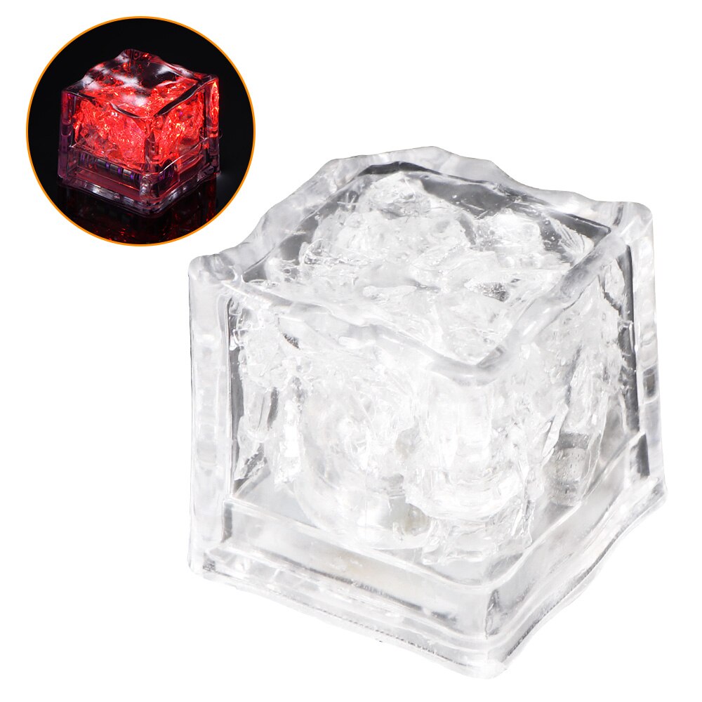 6 pièces lumière LED glaçons lumineux nuit lampe fête barre mariage tasse décoration brillant glaçons dans l'eau coloré clignotant glace: Red