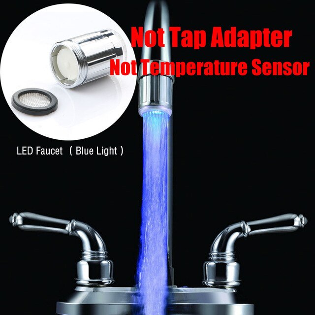 Waterkraan douchekraan wastafel watersproeier veelkleurige lichtgevende led badkamer keuken verwarming kranen thermostaat: Blauw geen adapter