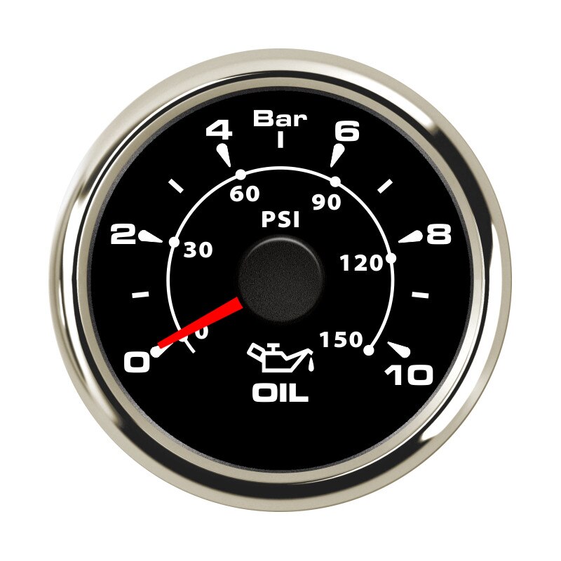 52mm 2&#39;&#39; Marine Boat Oil Pressure Gauge 0-5Bar 10Bar 30Bar Indicator Universal 12V/24V Car Pressure Meter with 7 Color Backlight: BS 0-10Bar