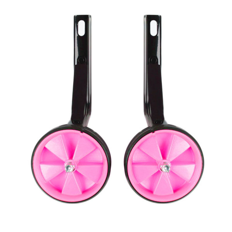 1 par justerbara barncykel cykel träningshjul 11cm*2.5cm med hållare stabilisator barn lär sig cykel cykeltillbehör: Rosa
