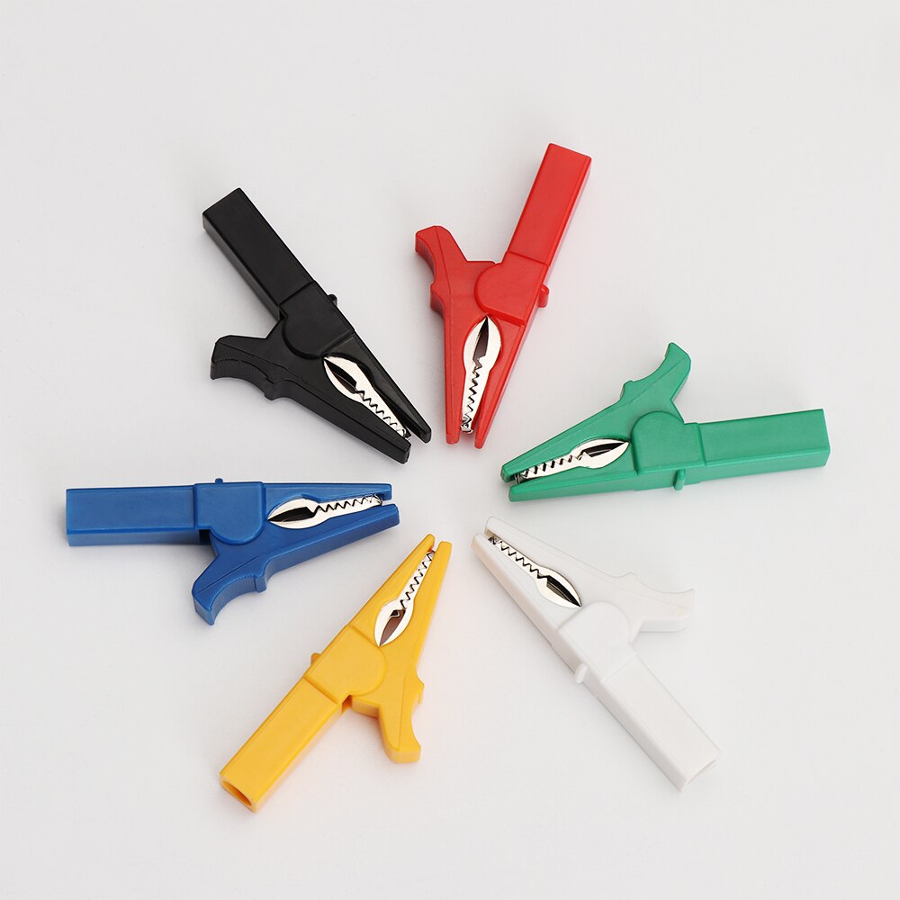 Multímetro de plástico con enchufe tipo Banana para coche, pinza de cocodrilo, sondas de Cable de colores, herramientas de prueba de batería, 55MM, 5 uds.