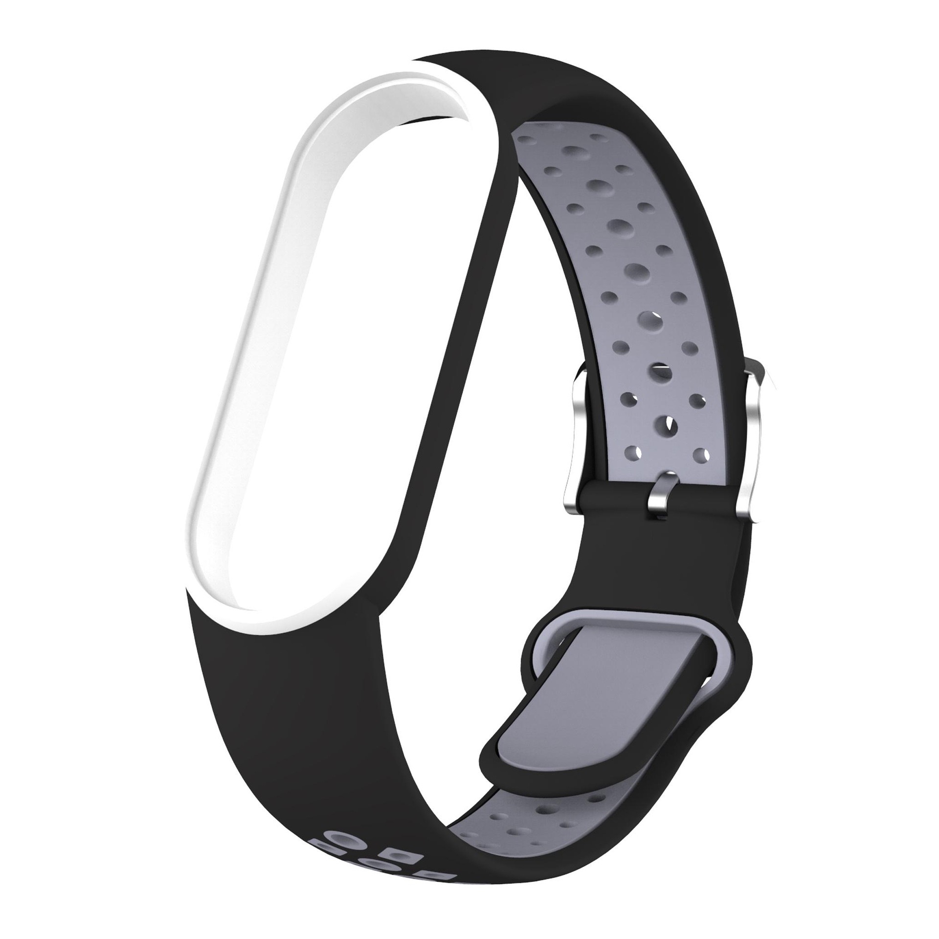 Para Xiaomi Mi Band 7/6/5/4/3 Correa de doble Color pulsera de silicona reemplazo para Xiaomi Band 4 MiBand 5 6 correas: 20 / Negro