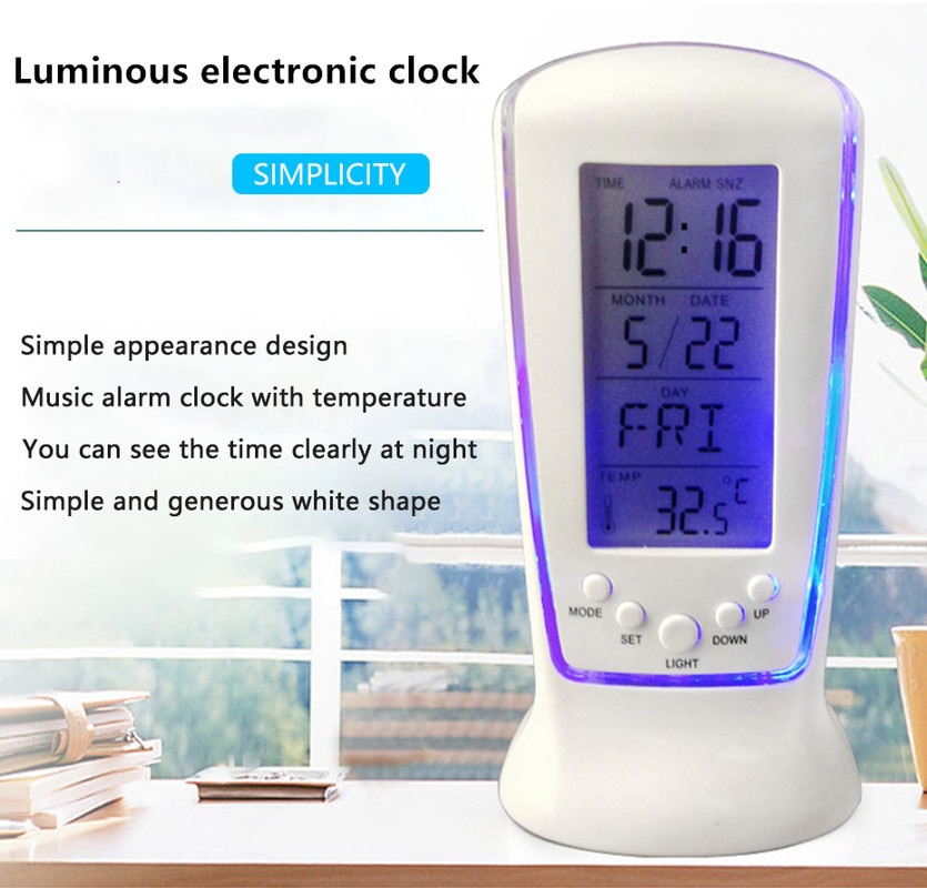 Digital Temperature Calendar LED Digital Alarm Clock with Blue Back light Electronic Calendar Thermometer Led Clock With Time
