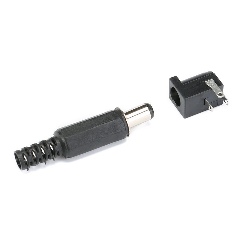 10Pcs PCB Mount 5.5 x 2.1 mm Male/Female DC Power Jack Plug Socket Connector Black DIY Adapter Connector