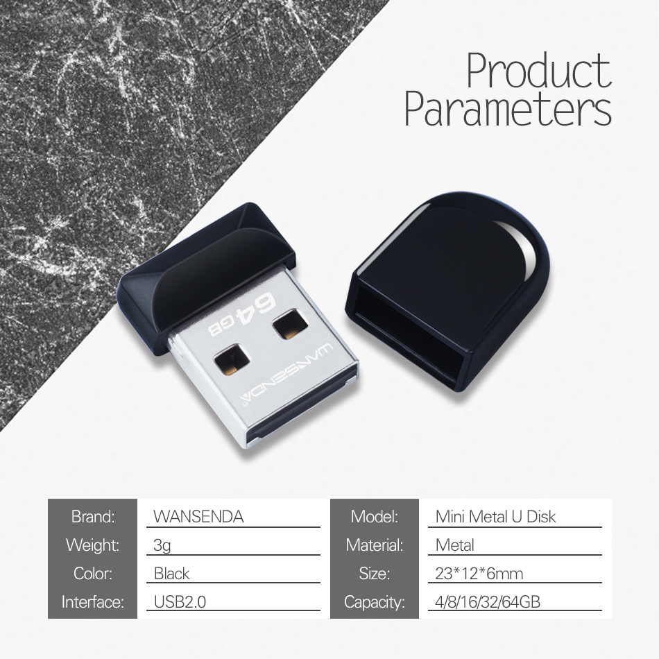 Wansenda super mini usb flash drive pen drive 64gb 32gb waterproof usb stick 8gb 16gb pendrive cle usb flash memory stick