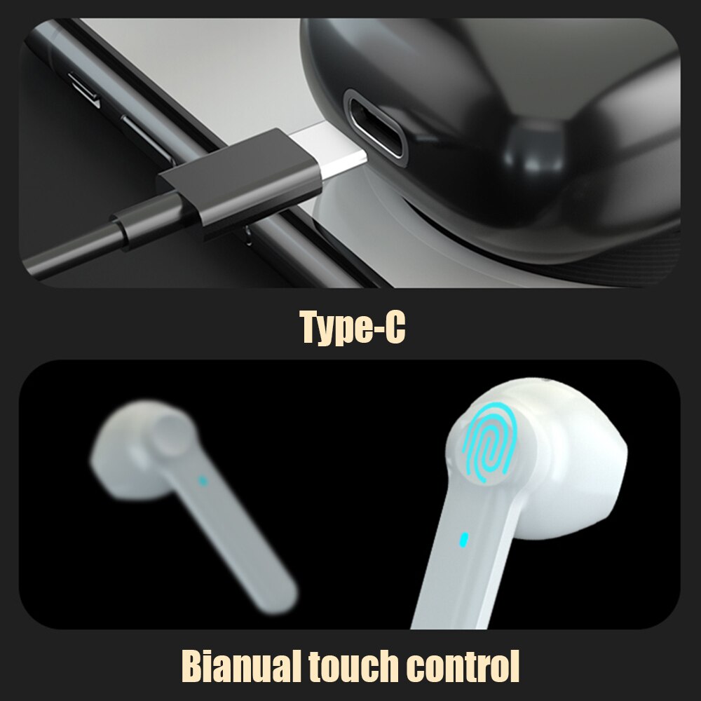 Lenovo PD1 Bluetooth 5.0 Earphones TWS Wireless Headphone Touch Control Semi-in-Ear Earbuds Stereo Bass Music Headset with Mic