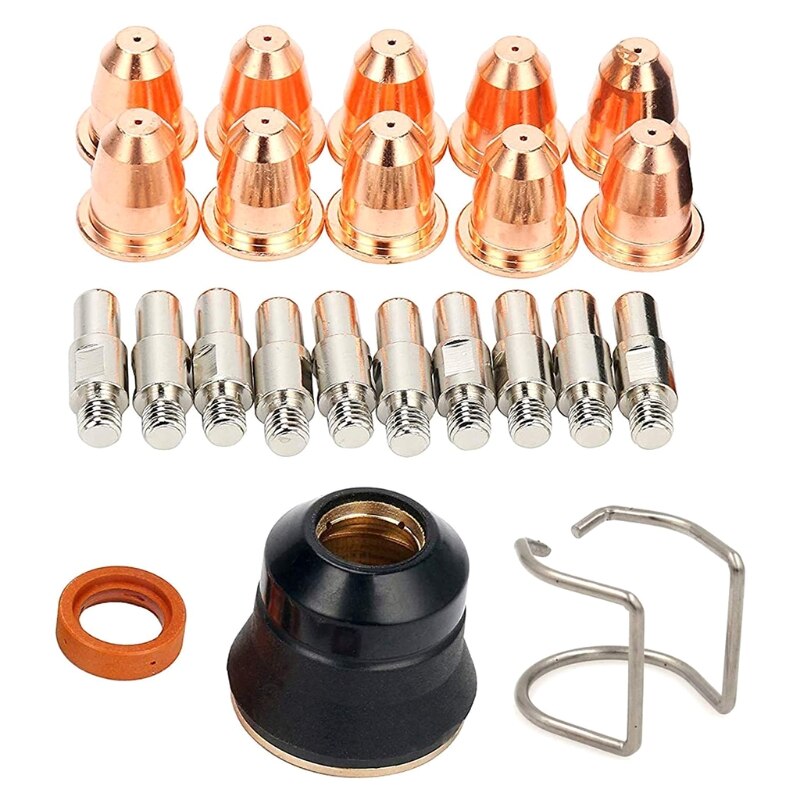 23pcs Plasma Cutter Torch S45 Accessory Kit PR0010 Electrodes PD0116-08 Nozzle Tips Spacer Guide Retaining Cap