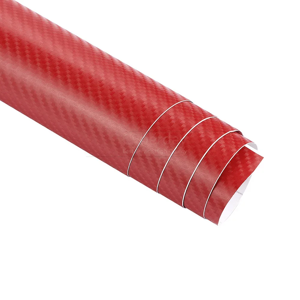 Película de envoltura de vinilo de fibra de carbono para coche, 3M, bricolaje, estilo automático, pegatinas gruesas 4D para coche, impermeables con burbujas sin aire, 100mm x 1520mm: Rojo