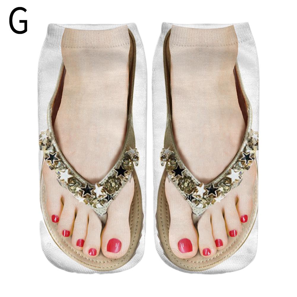 1 Pair 3D Printing Pattern Flip Flop Socks Funny Socks for Women Flip-flop Ankle Socks Low Cut Floor Socks Hosiery Novelty: GRAY