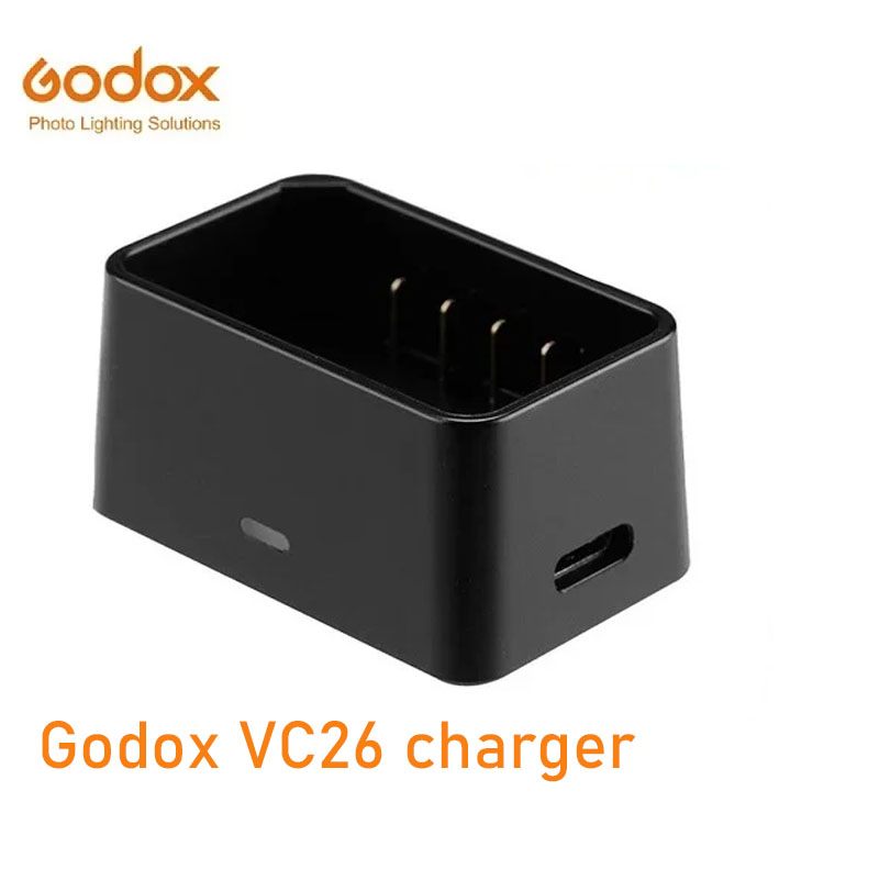 Godox VC26 USB Battery Charger for Charging Godox VB26 VB26A WB100 V1S /C /N/F/O/P V860III N/C/S/F/O/P AD100 PRO Flash Battery: Default Title