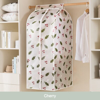 Clothing Dustproof Bag Dust Cover Hanging Printing Coat Storage Hanging Clothes Dust Bag Clothes Cover Thickening: Cherry / 50x60x120cm