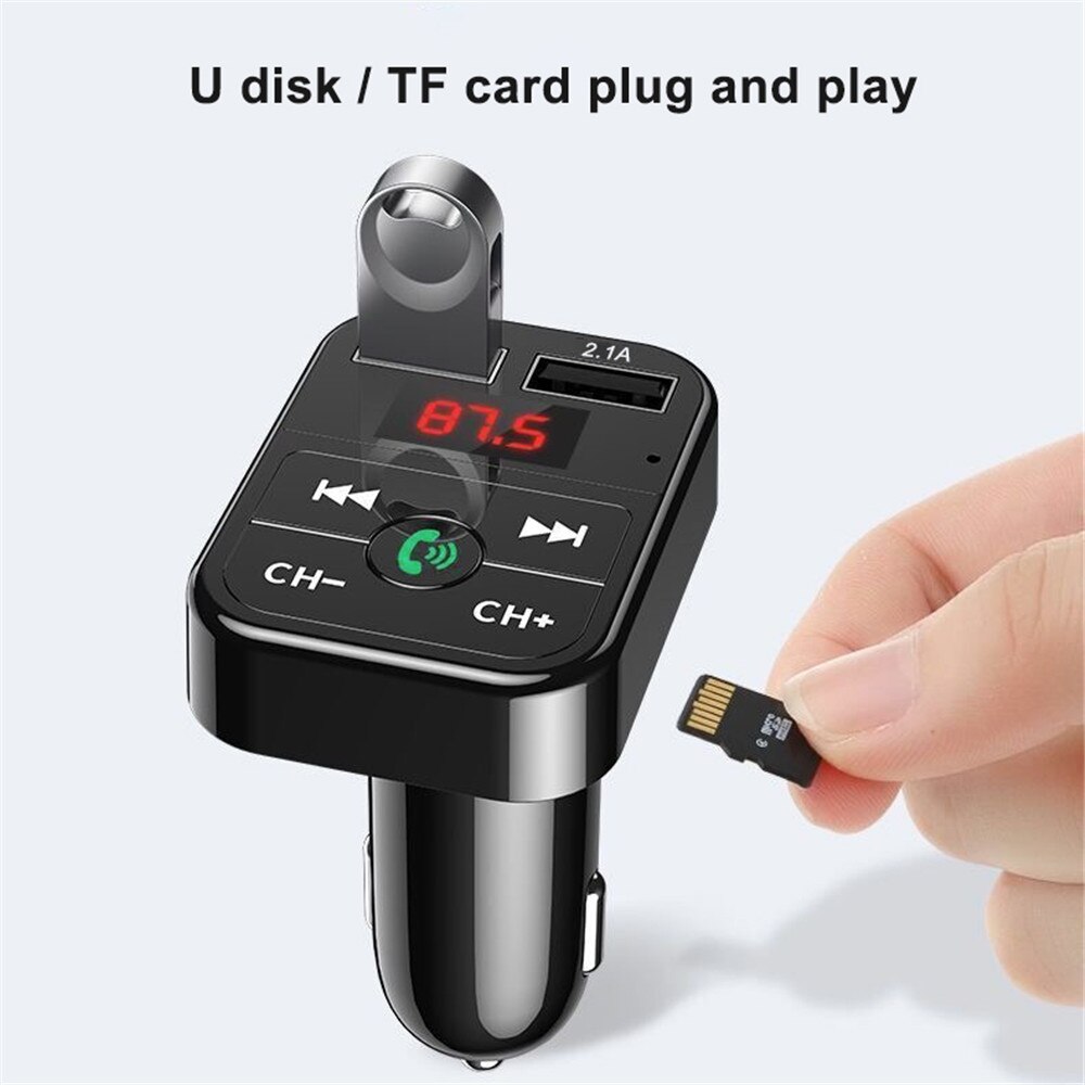 Auto Lader Voltage Display Bluetooth MP3 Speler Handsfree Car Kit Fm-zender Aux U Disk Dual Usb Charger Power Adapter