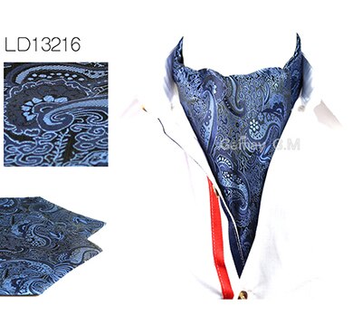 Män vintage prickigt bröllop formell kravat ascot scrunch själv brittisk stil gentleman siden hals slips lyx: Ld13216