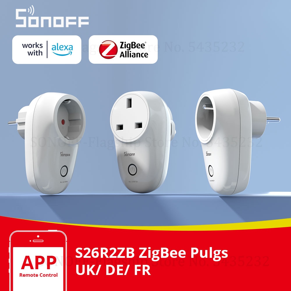 Sonoff  s26 r 2zb zigbee socket plug smart home plug 16a uk/ de/ fr voice remote control switch works with sonoff zb bridge alexa
