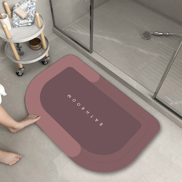 Diatom Cushion Instant Dry Bathroom Mat Quick Drying Carpet Strong Water Absorption Moisture-proof Toilet Floor Non-Slip Rug: Red-Semicircle