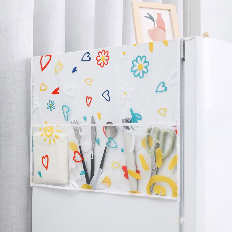 Moderno polvo de la casa de simplicidad impreso refrigerador de refrigerador funda polvo almacenamiento, bolsa de la cubierta de tela: 55x135cm a1