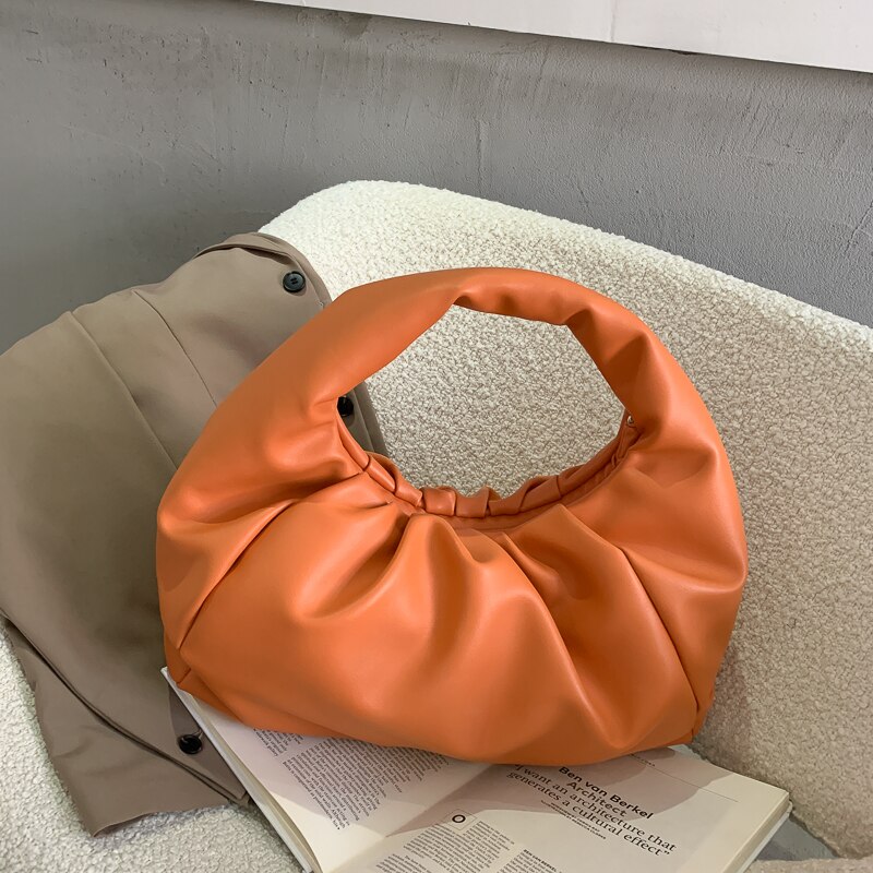 Sac à main de luxe pliable pour femmes, à bandoulière, souple, chaussons, à la , ,: Orange