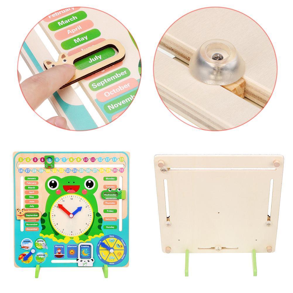 Nuovo calendario orologio puzzle appeso puzzle in legno tavola stagione impara tempo mese giocattolo meteo genitore-figlio educazione precoce L0T5
