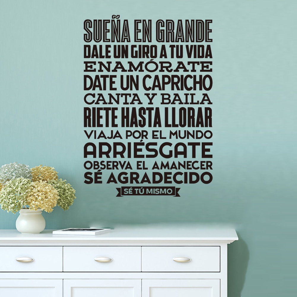Spanish Motivational Quote Phrase Wall Saying Sticker Art Wall Decor Words Decals Living Room Removable Home Decor Poster
